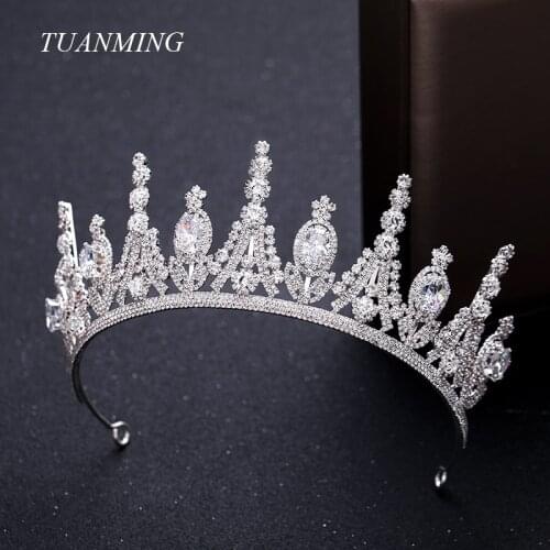 Silver Color Bridal Wedding Hair Accessories Women Diadem Crystal Elegeant Crowns Rhinestone Tiara Hair Ornaments Bridal Jewelry