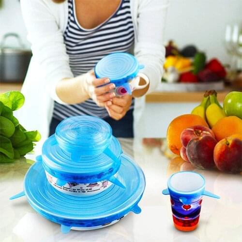 Silicone Stretch Lids 6 Pcs Bowl Covers for Fresh Food Leftovers To Keep Food Fresh Reusable Durable Stretchable Food Covers