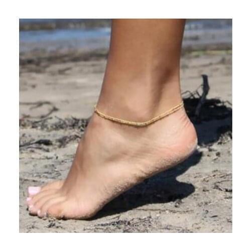 Sl433 2018 hot sale Simple Gothic punk fashion double layer ankle bead anklet sweet romantic anklet female beach style