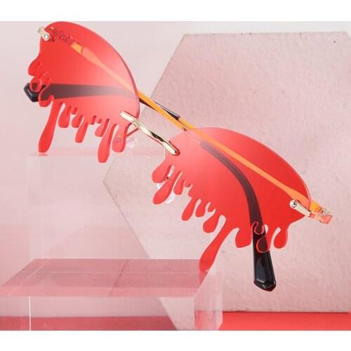 Rimless Sunglasses Women Fashion Vintage Unique Tears Shape Steampunk Sunglasses Female Gafas UV400 Oculos Feminino