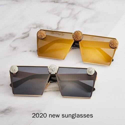 Rhinestone Sunglasses Women 2020 Vintage Gold Square Sunglasses Men Luxury Brand Designer Sunglasses Retro Diamond Glasses NX