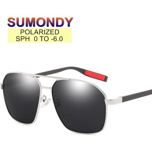 SUMONDY SPH 0 To -6.0 Polarized Myopia Glasses Sunglasses Men Women Classic Alloy Frame Nearsighted Spectacles For Driving UF84