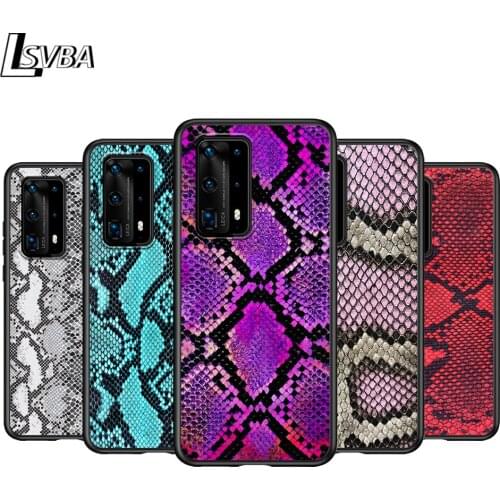 Snakeskin Texture For Huawei P Smasrt 2018 2019 2020 2021 Smart S/Z Smart Plus Smart Pro Black Soft Cover Phone Case