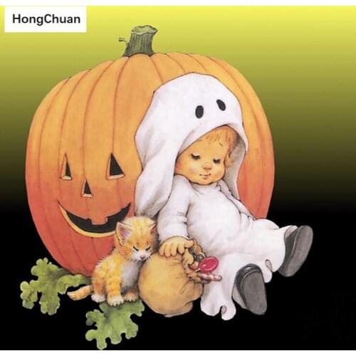 Pumpkin Halloween Kids 5D DIY Square/Round Diamond Painting Cross Stitch Needlework Mosaic DiamondSting Show HomeDecoration Gift