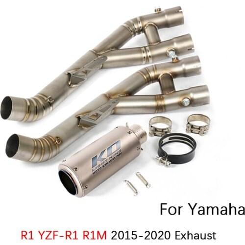 Delete Catalyst for Yamaha R1 R1M YZF-R1 2015-2020 Motorcycle Exhaust Pipe Slip On 61 mm Mid Muffler Removable DB Killer Escape