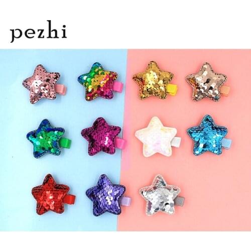 High quality fashion cute fish scale sequins small stars double-sided two-color hair accessories girl cartoon Liu seaside clip b