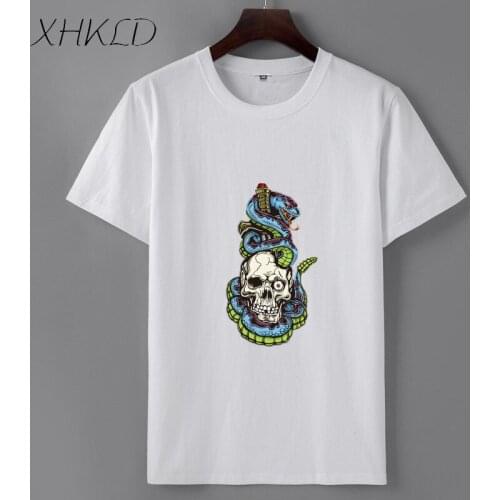 XHKLD Summer O-neck Hip Hop Casual Men Skull tshirts Punk funny print shirts Tops Tees Male Short Sleeve Camisetas Hombre Camisa
