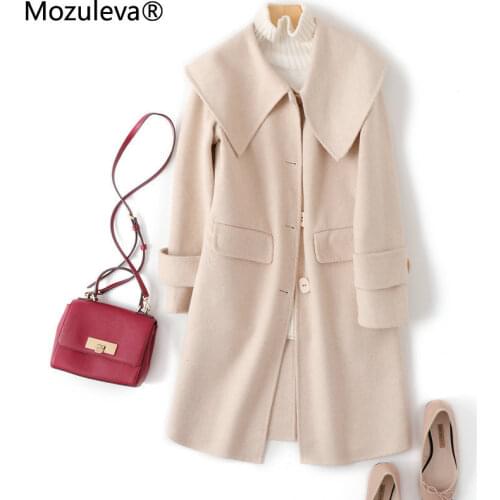 Mozuleva Double Sided Cashmere Wool Coat Medium Length Japanese Style Autumn Winter Woolen Coat Female Sailor Collar Coat