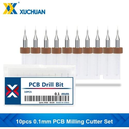 10pcs PCB Milling Cutter Set 0.1mm Print Circuit Board Drill Bit 3.175mm Shank PCB Machine Engraving Bit Carbide CNC Router Bit