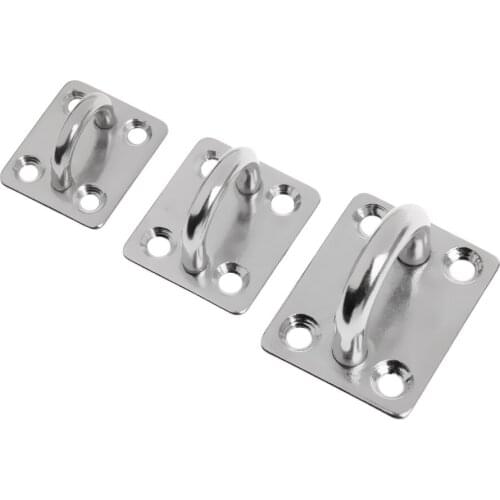 4 Pack 6mm Square Eye Plates Marine Grade 304 Stainless Steel Anchor Pad Eyes Hook for Boat Yacht Tie Down Rigging