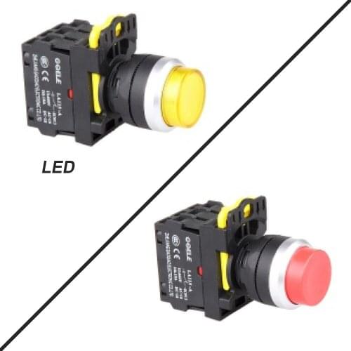 5 PCS Push button switch Industrial switch 220V Latching OR Momentary Waterproof High Round IP65 1NO 1NC 2NO 2NC 6 colors