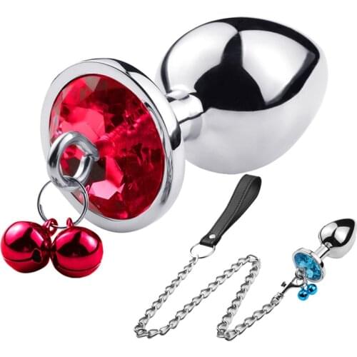 Metal Butt Plug Bell Tail Anal Plug with chain Stainless Steel Prostate Massage Anal Dilator Erotic Adult Sex Toy for Woman Man