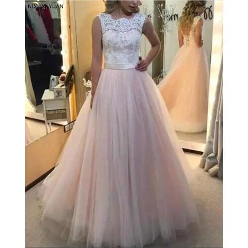 ANGELSBRIDEP Scoop Neck Long Evening Party Gowns Vestidos De Festa Formal Appliques Sash Floor-Length Abendkleider Prom Dresses