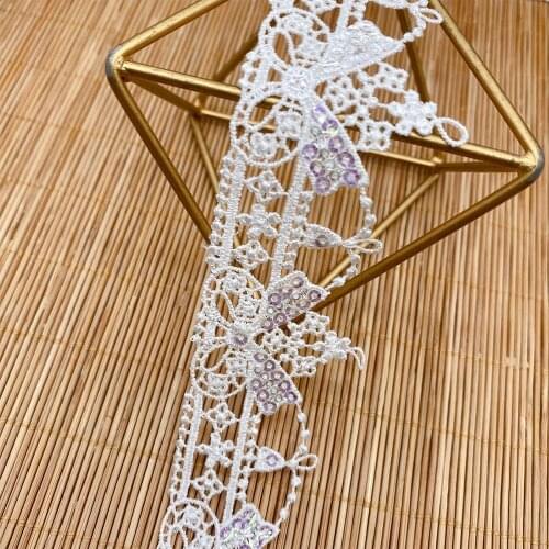 5 yards Bowknot lace fabric sequins childrens clothing accessories clavicle chain webbing polyester african sewing wedding