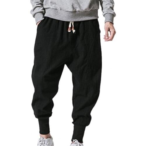 2021 Summer Style Harem Pants Baggy Casual Loose Drawstring Men Drop-crotch Pockets Trousers for Daily Wear Streetwear Trousers