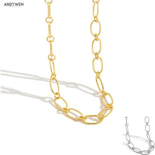 ANDYWEN 925 Sterling Silver Gold Horoscope Chain Necklace Choker Women European Fashion Luxury Jewelry For Rock Punk Wedding