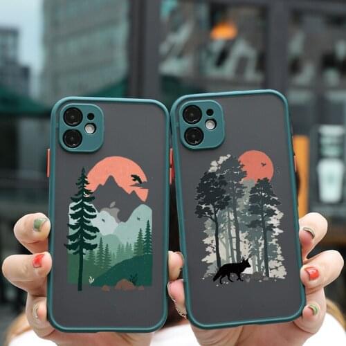 Mountain Tree Sunset Phone Case For iPhone 11 12 Mini Pro Max 6s 7 8 Plus SE 2020 For iphone X XR Xs max Hard Shockproof cover