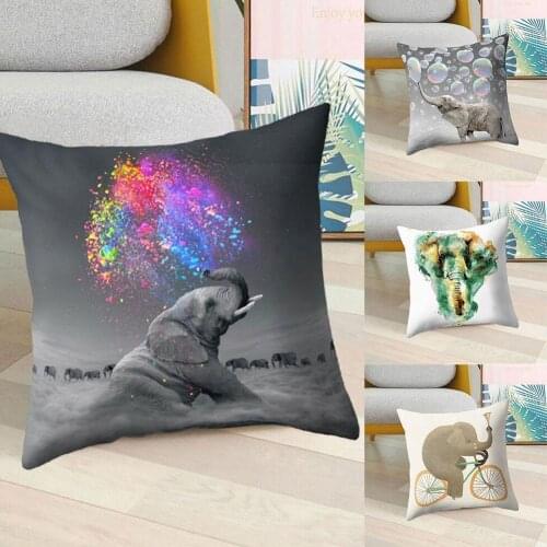 Elephant Cushion Cover Home Car Decor Sofa Living Room 45x45cm Chair Pillow Peach Hug Throw Pillowcase Case Skin Styling R0B7