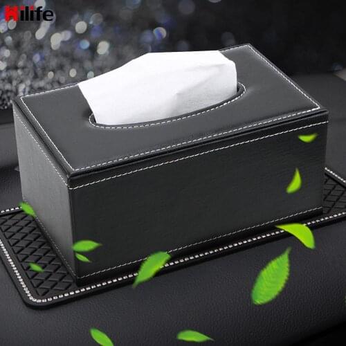Paper Holder Anti-moisture PU Leather Tissue Box Rectangular Tissue Paper Napkin Box Home Kitchen Organization Home Supplies