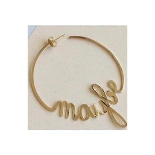 Duoying Circle Name Earrings Hoop Earrings Style Round Personalized Custom Name Earring for Women Gifts