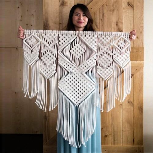Hand Macrame Tapestry Bohemian Wall Hanging DIY Cotton Rope Art Handicrafts Woven Tapestry For Decoration Room Home Living
