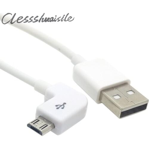 Left angled 90 degree Micro USB Male to USB Data Charge Cable 0.2m 1m 2m 3m 5m 1 2 3meters for Tablet 100cm White
