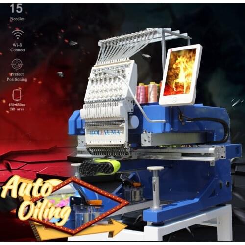 China 10 years service ! Free design 1 head 15 color digital t-shirt logo hat computer embroidery sewing machine like brother