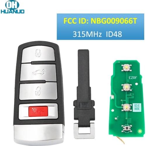 Keyless-Go 3+1 Button ASK315 MHz Remote Control Key / 48 CHIP / FCC ID: NBG009066T / for 2006-2013 Passat, 2009-2015 CC