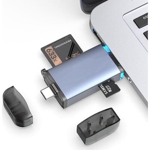 Multifunction USB3.1 Card Reader UHS-II SD4.0 TF Card Reader Type-C USB Dual Interface Card Reader Support for SD TF SDHC Card