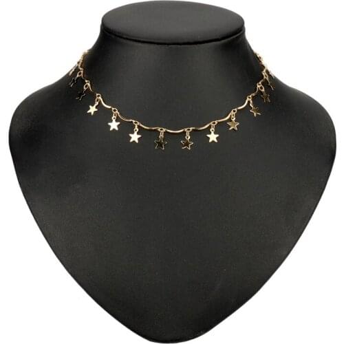 Fashion Sweet Girl Star Pendant Necklace Bohemian Gold Pentagram Clavicle Choker for Women Jewelry Temperament Wedding Gift-30