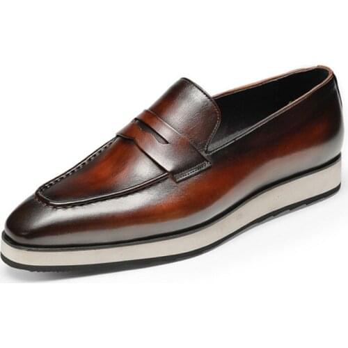 Keduoduo Men leather shoes business dress suit shoes men brand Bullock platform genuine leather black slipon wedding mens shoes