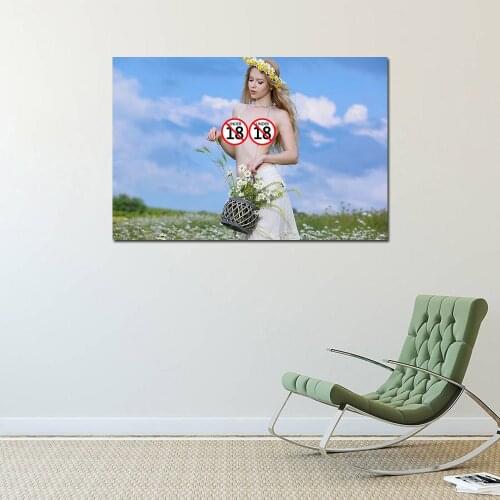 Wall Art Posters Sexy Adult Model Beautiful Girl in Flowers Photo Canvas Printed Paintings For Living Room Decor