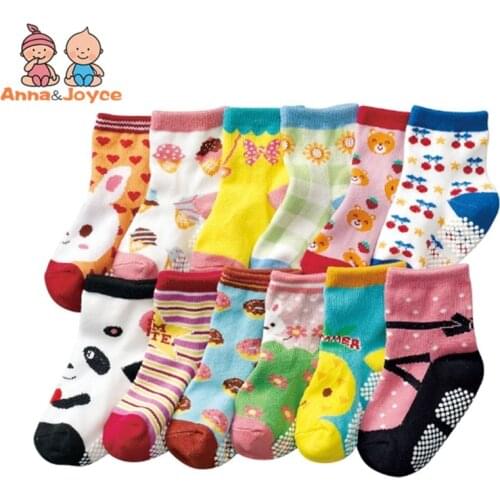 5pairs/Lot 0-3Years Non Slip Baby Socks Infant Socks Toddlers Girls Socks