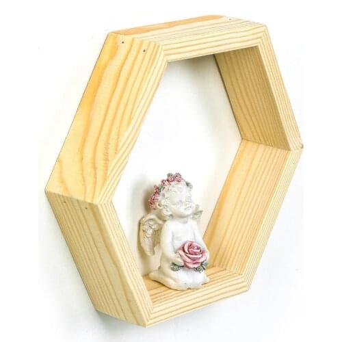 Duvar Rafı Altıgen, Askılı raf 3'lü set, asılı dekoratif raflar, ahşap raflar, dekorasyon, MDF, Boyut Raf