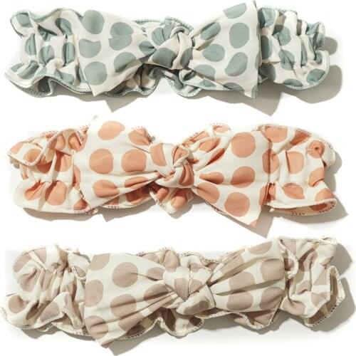 New style big polka dot face wash hairband with elastic big bow wide version crimping fold headband hair accessories