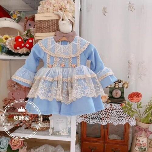 Baby Girl Clothes Thicker Wool Vintage Spanish Lolita dress Princess Ball Gown Dress for Girls Birthday Party vestidos Y3263