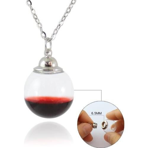 2PCS Clear Glass globe Necklace with Preglued screw caps ball Necklaces Hollow Fillable Glass Locket Necklace