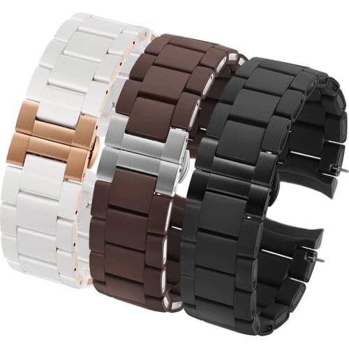 Watchband for AR5890 /5891/5906 /5905 wrist watch men women silicone stainless steel waterproof strap 20mm 23mm black rose gold