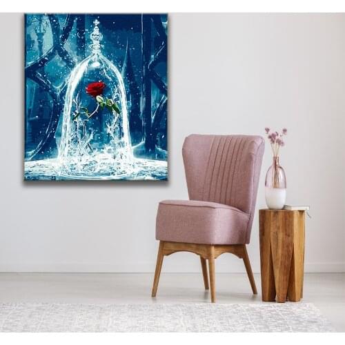 Rose In Glass Painting By Numbers Love Words Immortal Pictures Painting On Canvas For Home Decoration 50*40CM Unique Gift