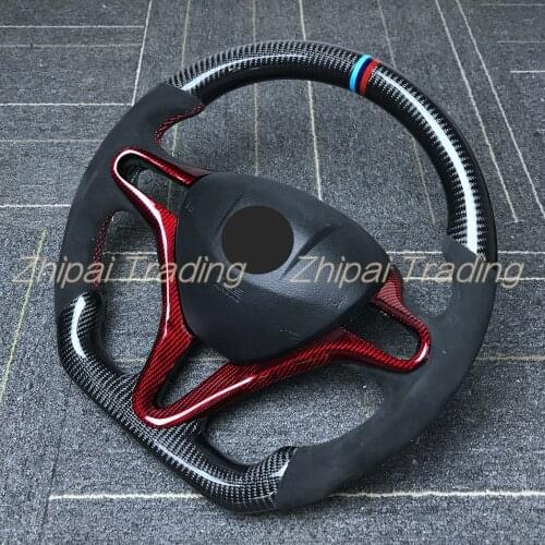 Carbon fiber steering wheel For Honda Fit 2 GE8 civic 8.5 Old CITY Assembly without airbag With Alcantarar customized