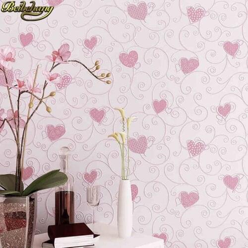 Beibehang Self-adhesive wallpaper pink cartoon warm romantic boy girl bedroom children room background wall paper stickers