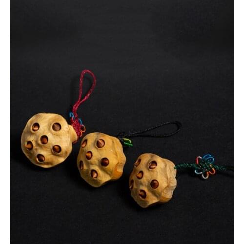 1pcs Lotus seed auspicious lucky handmade DIY solid wood flower statue carving crafts wooden craft gift creative pendant