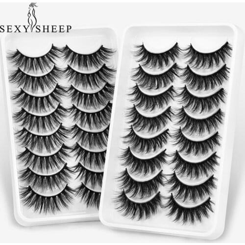 SEXYSHEEP 5/8 Pairs Natural 3D False Eyelashes Mink Lashes Fake Lashes Fluffy Wispy Natural Long False Crisscross Eyelashes Set