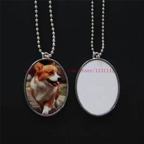Sublimation dog tag bone oval shield shape necklaces pendants hot transfer printing consumables 50pieces/lot print two sides