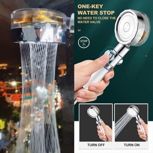 Turbofan Showerhead Fan Shower with Propeller Electric Holder Showerpropeller-shower Water Filter 360 Power Button High Pressure