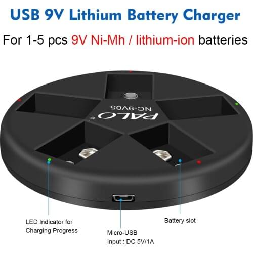 9V 500mAh USB 9V 6F22 Ni-MH Li-ion battery charger for multimeter microphone toy remote control KTV using USB battery