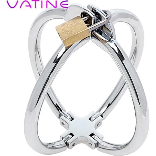 VATINE Stainless Steel Cross Wrist Handcuffs SM Bondage Adult Games Lockable Fetish Restraint Sex Toys for Women Adult Products