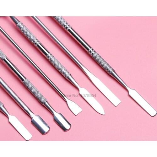 1000pcs 7 type Stainless Steel Fork Dead Skin Nail Art Files UV Gel Polish Remove Manicure Care Groove Clean Tool