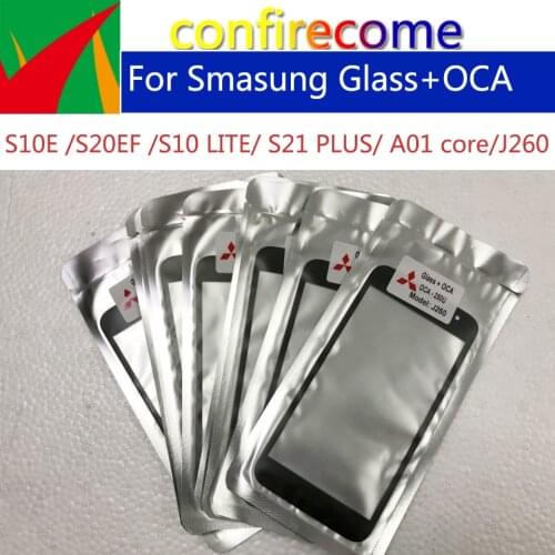 10PCS Touch Screen Outer Glass with OCA Glue Laminated For Samsung S10E S20EF S10 LITE S21 PLUS A01 Core J260 Screen Panel Lens