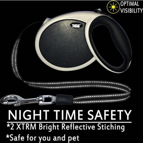 DELE Retractable Dog Leash with Refelective Belt Heavy Duty Dog Extendable Leashes for Medium Large Breeds 7m Strong Nylon Tape